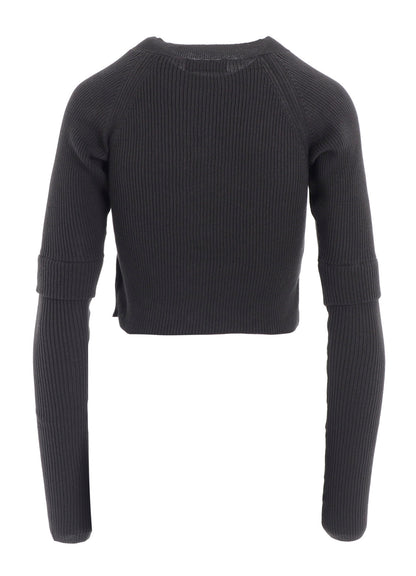 COTTON RIB DOUBLE SLEEVE SHORT CARDIGAN