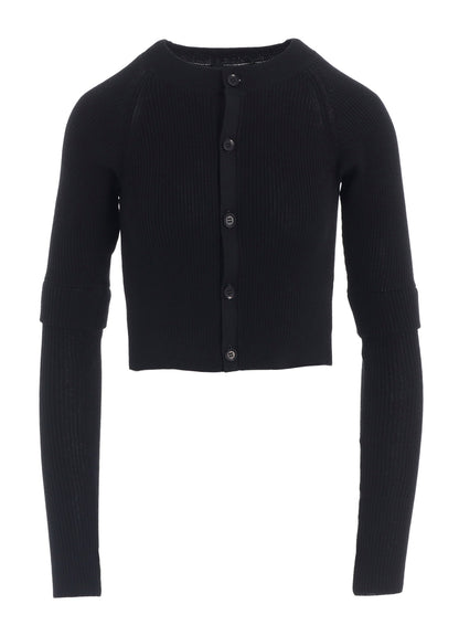 COTTON RIB DOUBLE SLEEVE SHORT CARDIGAN
