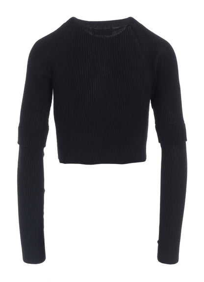 COTTON RIB DOUBLE SLEEVE SHORT CARDIGAN