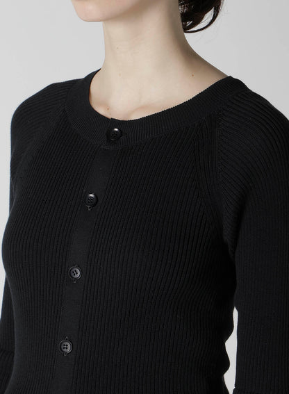 COTTON RIB DOUBLE SLEEVE SHORT CARDIGAN
