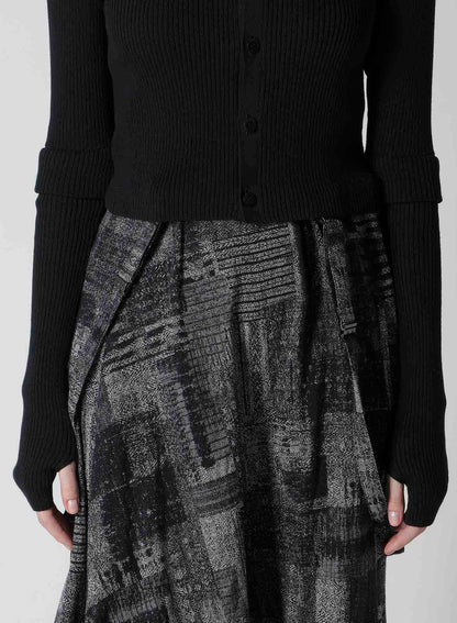 COTTON RIB DOUBLE SLEEVE SHORT CARDIGAN