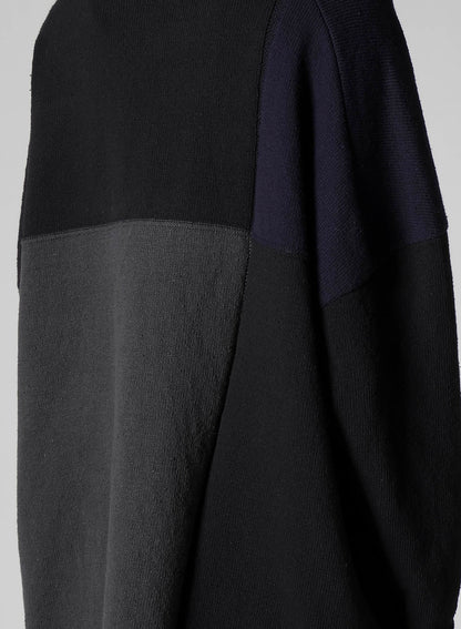 HARD-TWISTED BLOCK INTARSIA SHORT DRESS PULLOVER