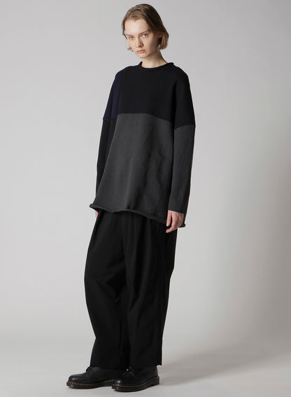 HARD-TWISTED BLOCK INTARSIA SHORT DRESS PULLOVER