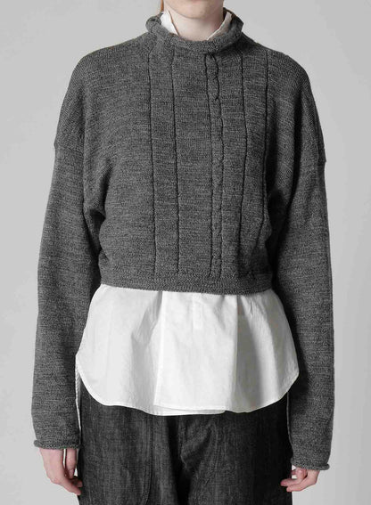 SLUB WOOL DESIGN KNIT SHORT PULLOVER