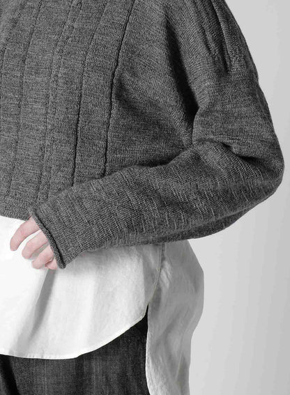 SLUB WOOL DESIGN KNIT SHORT PULLOVER