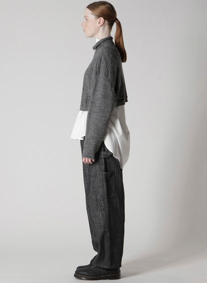 SLUB WOOL DESIGN KNIT SHORT PULLOVER
