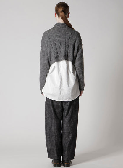 SLUB WOOL DESIGN KNIT SHORT PULLOVER