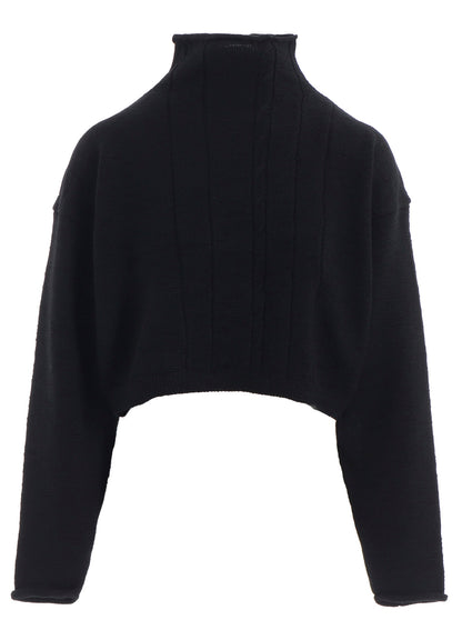 SLUB WOOL DESIGN KNIT SHORT PULLOVER