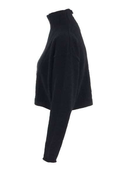 SLUB WOOL DESIGN KNIT SHORT PULLOVER