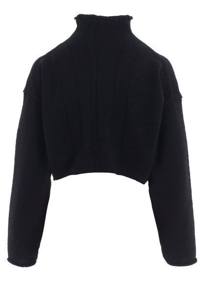 SLUB WOOL DESIGN KNIT SHORT PULLOVER