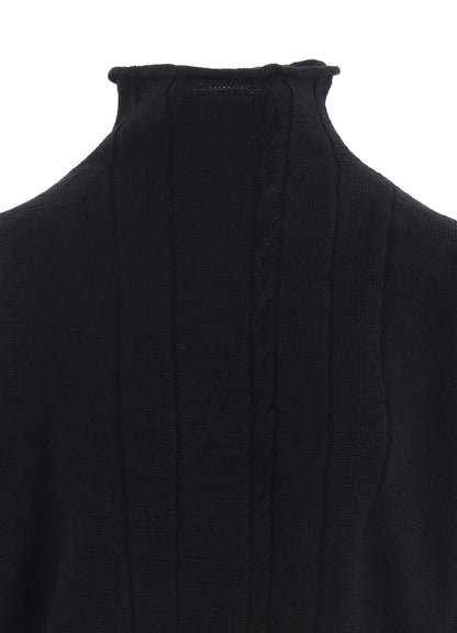 SLUB WOOL DESIGN KNIT SHORT PULLOVER