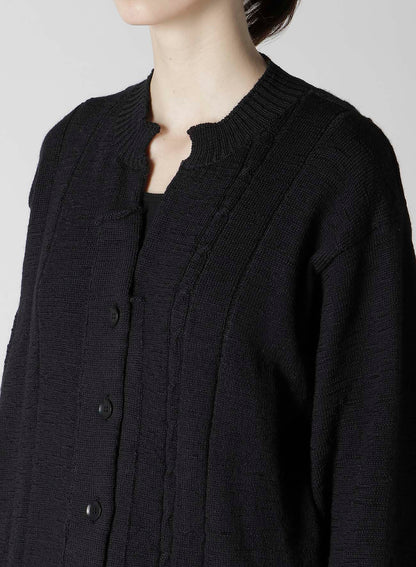 SLUB WOOL DESIGN KNIT CARDIGAN
