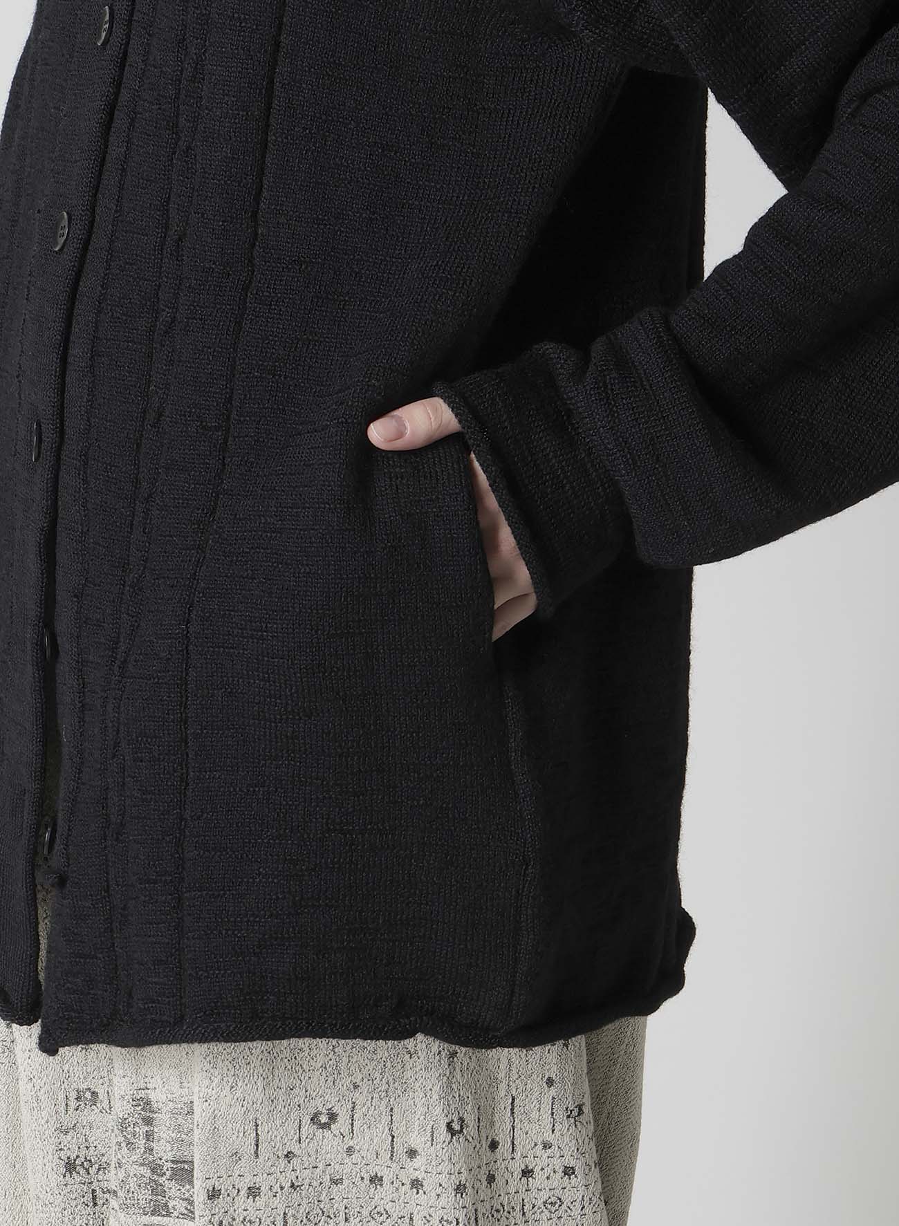 SLUB WOOL DESIGN KNIT CARDIGAN