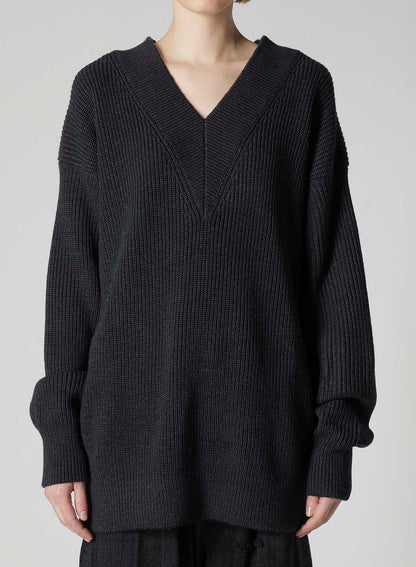 BIG V-NECK KNITTED CARDIGAN
