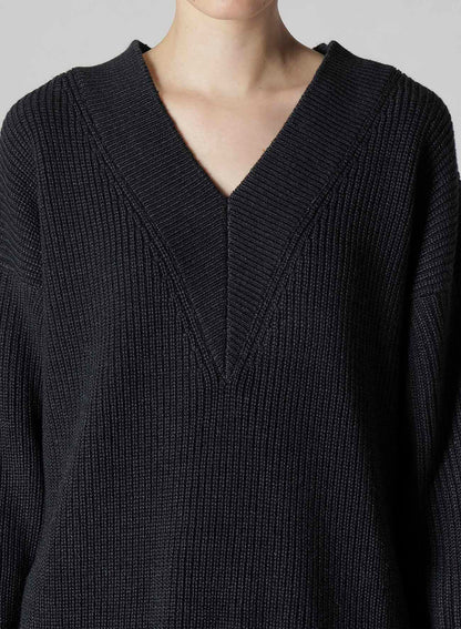 BIG V-NECK KNITTED CARDIGAN