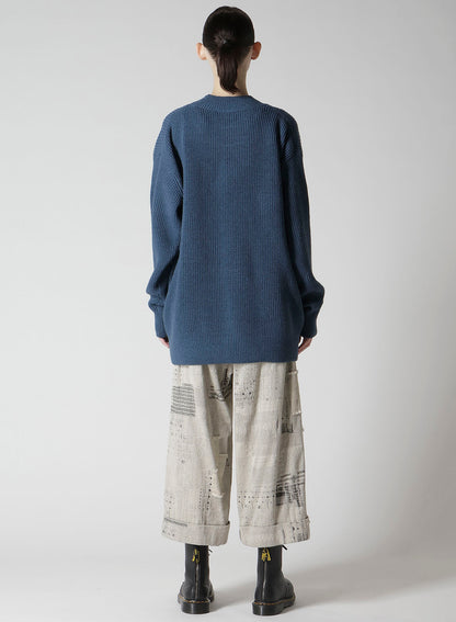 BIG ROUND-NECK KNIT CARDIGAN