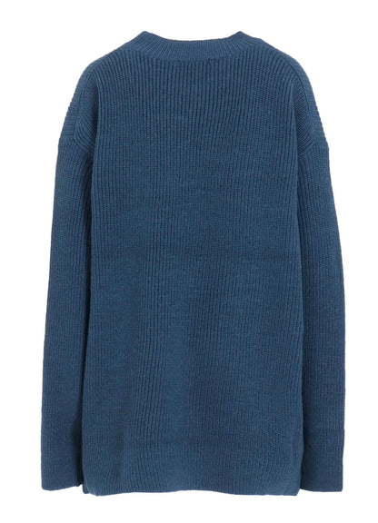 BIG ROUND-NECK KNIT CARDIGAN