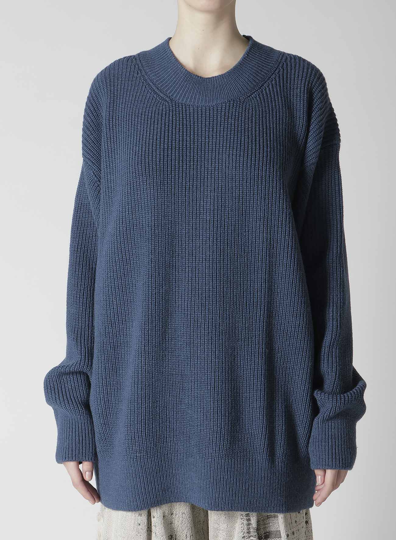 BIG ROUND-NECK KNIT CARDIGAN