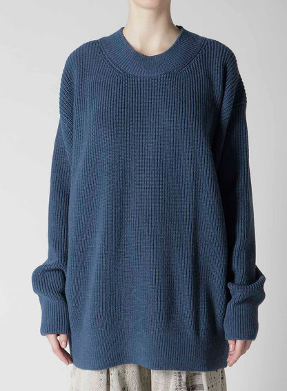 BIG ROUND-NECK KNIT CARDIGAN