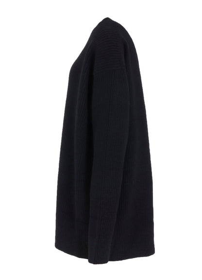 BIG ROUND-NECK KNIT CARDIGAN