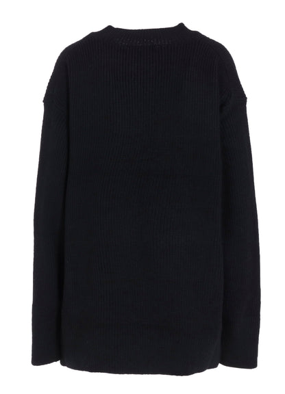 BIG ROUND-NECK KNIT CARDIGAN