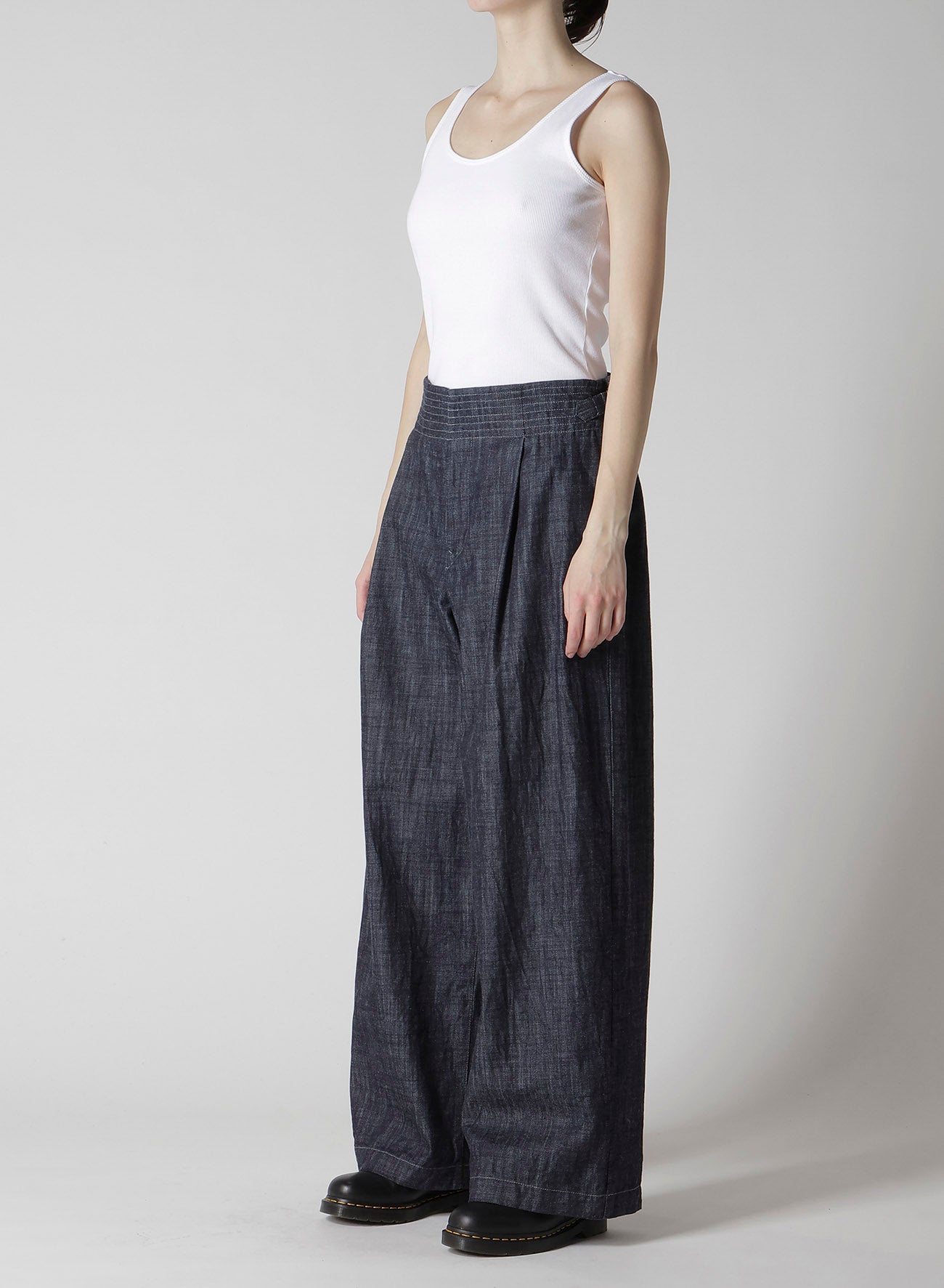 8OZ WAIST STRING WIDE DENIM PANTS