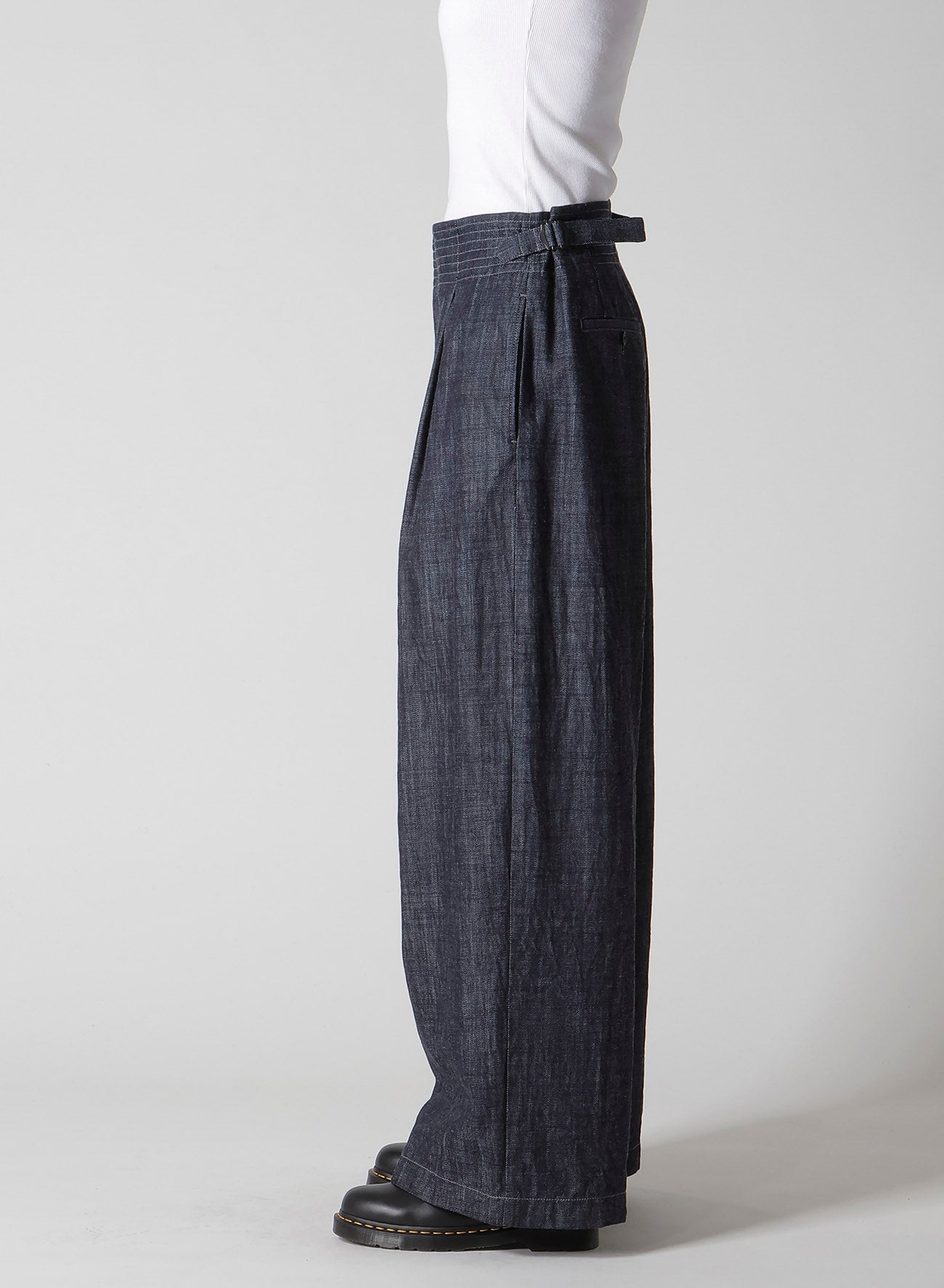 8OZ WAIST STRING WIDE DENIM PANTS