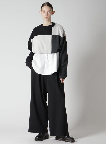W/RY STRIPE WAIST STRING WIDE PANTS