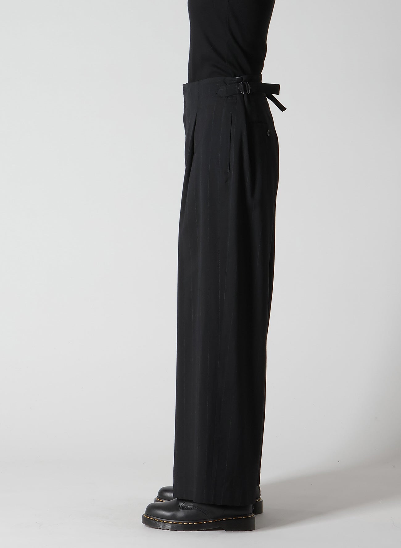 W/RY STRIPE WAIST STRING WIDE PANTS