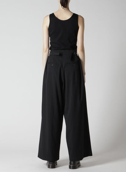 W/RY STRIPE WAIST STRING WIDE PANTS