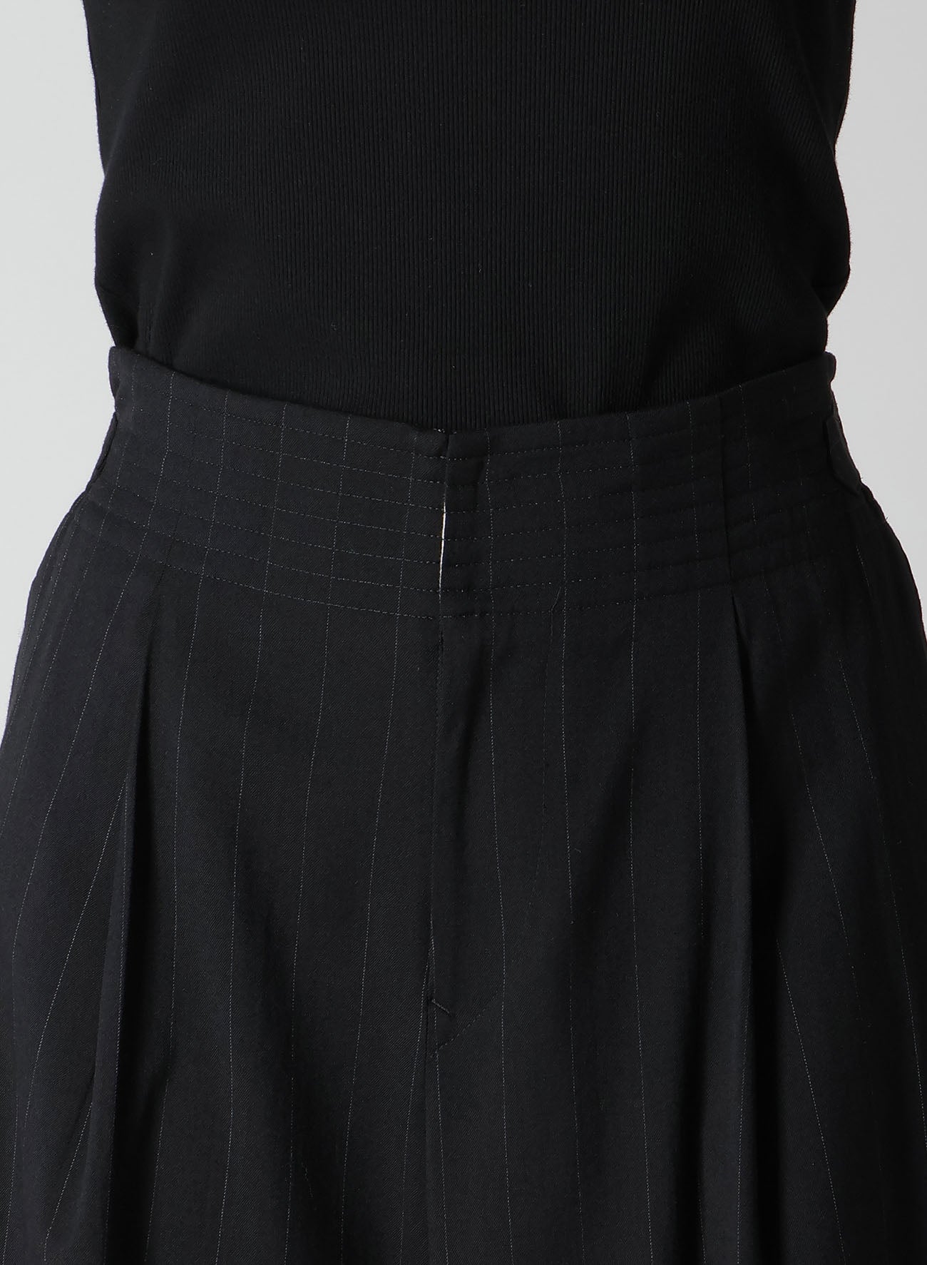 W/RY STRIPE WAIST STRING WIDE PANTS