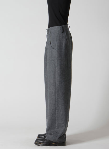 WOOL GAUZE TWILL TUCK WIDE PANTS