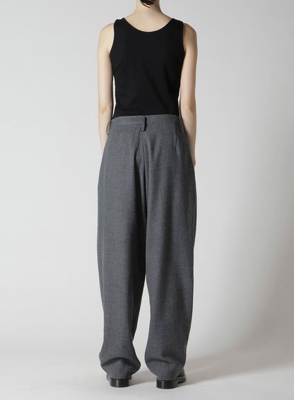 WOOL GAUZE TWILL TUCK WIDE PANTS