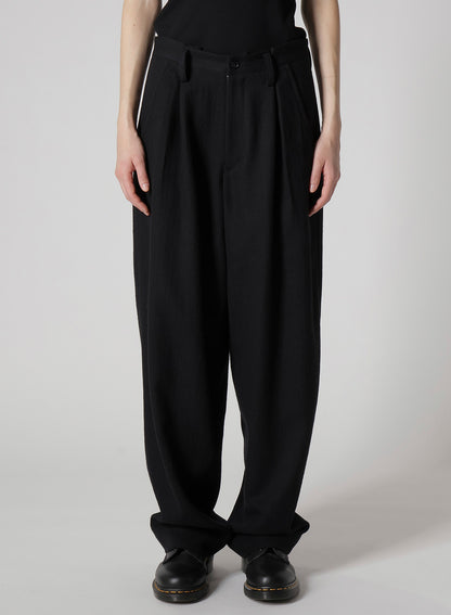 WOOL GAUZE TWILL TUCK WIDE PANTS