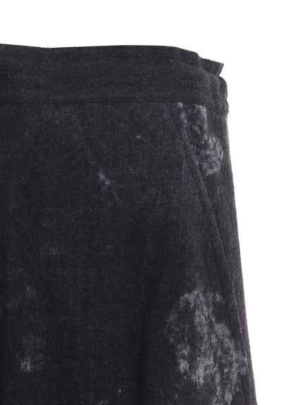 WOOL GAUZE SMUDGED POLKA DOT SLITTED RIGHT HEM PANTS
