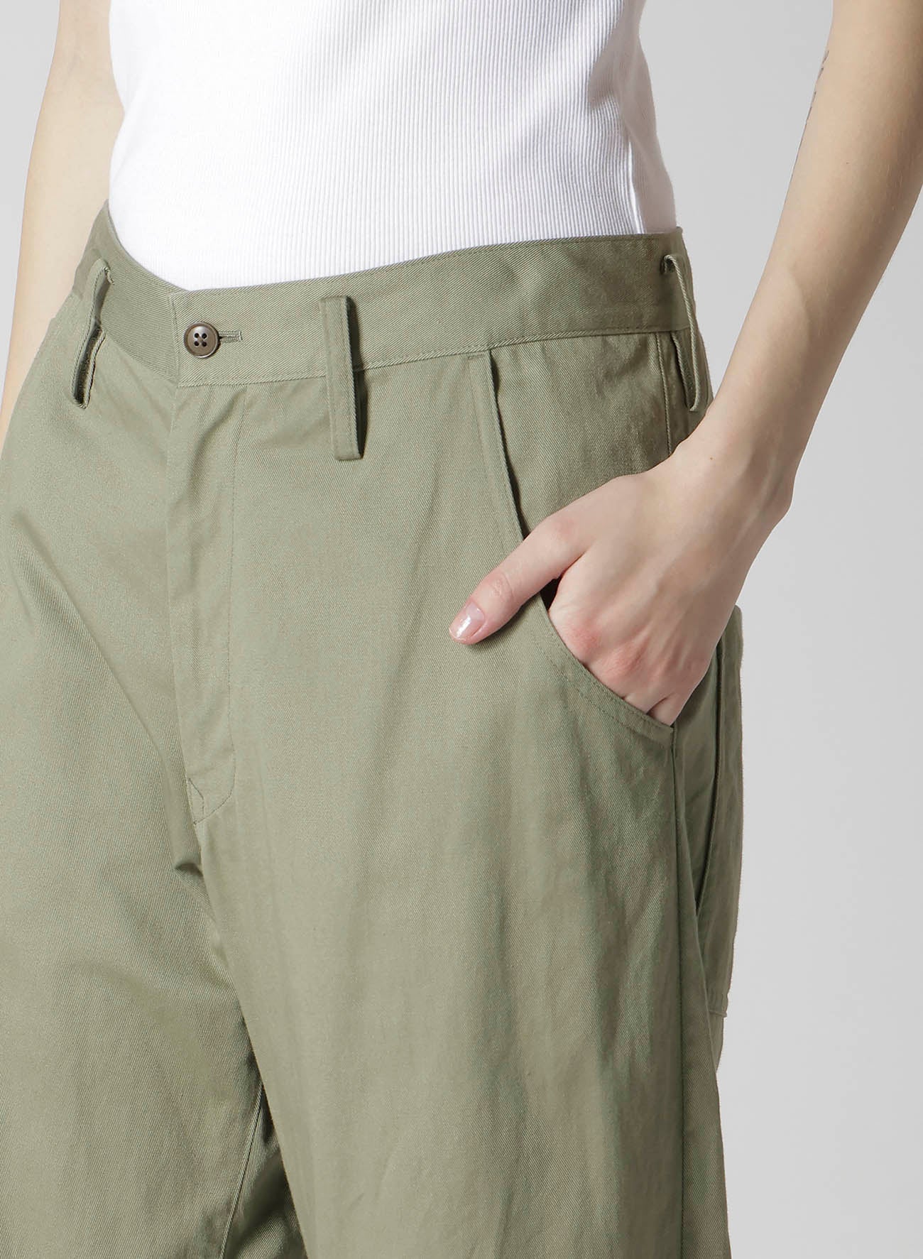 [Y's BORN PRODUCT] COTTON TWILL WIDE PANTS