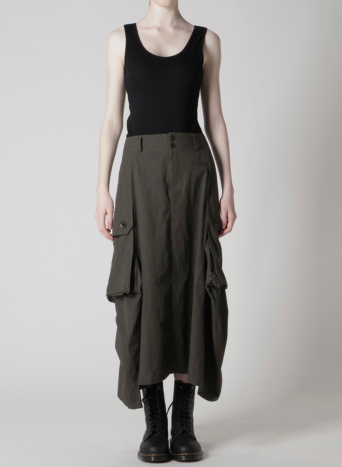COTTON/LINEN CARGO SKIRT
