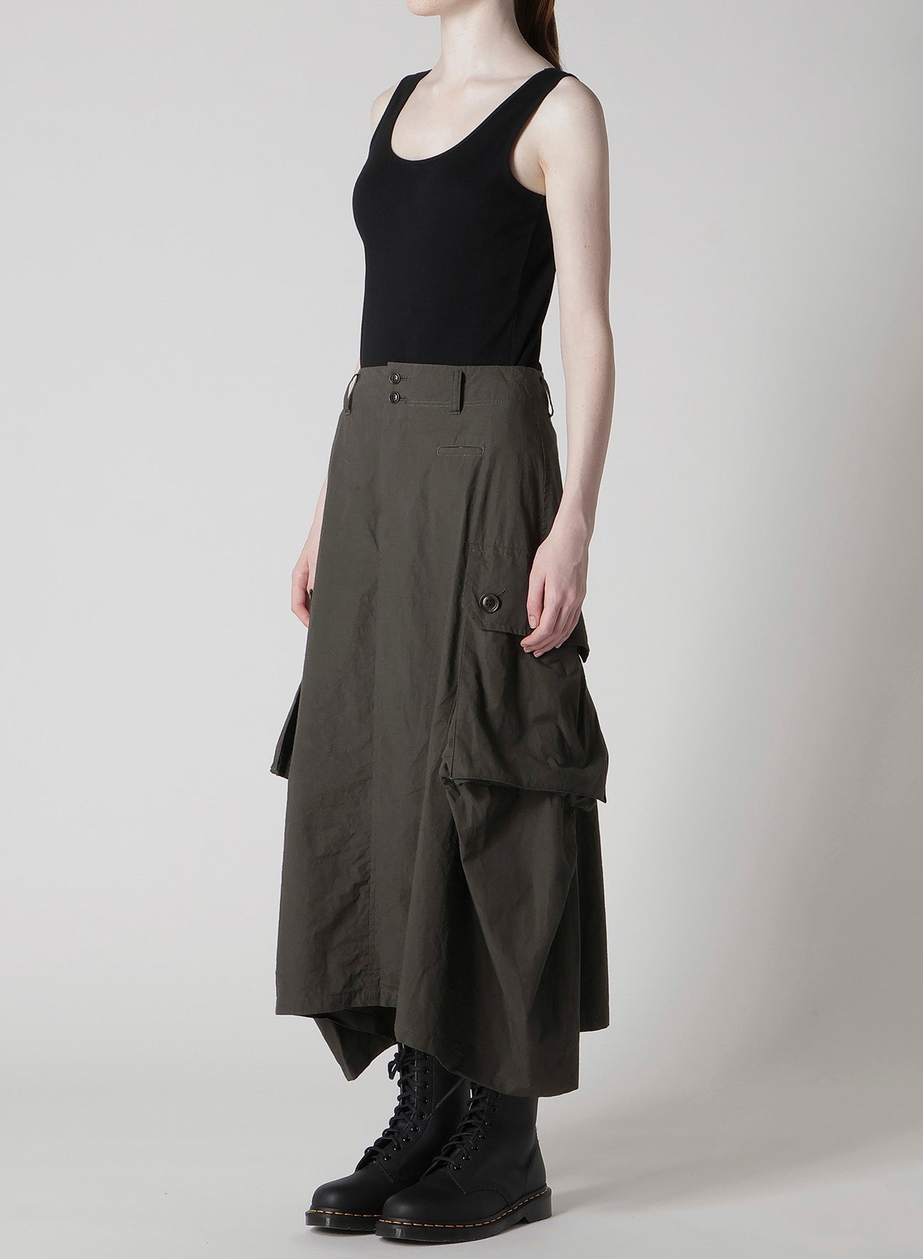 COTTON/LINEN CARGO SKIRT