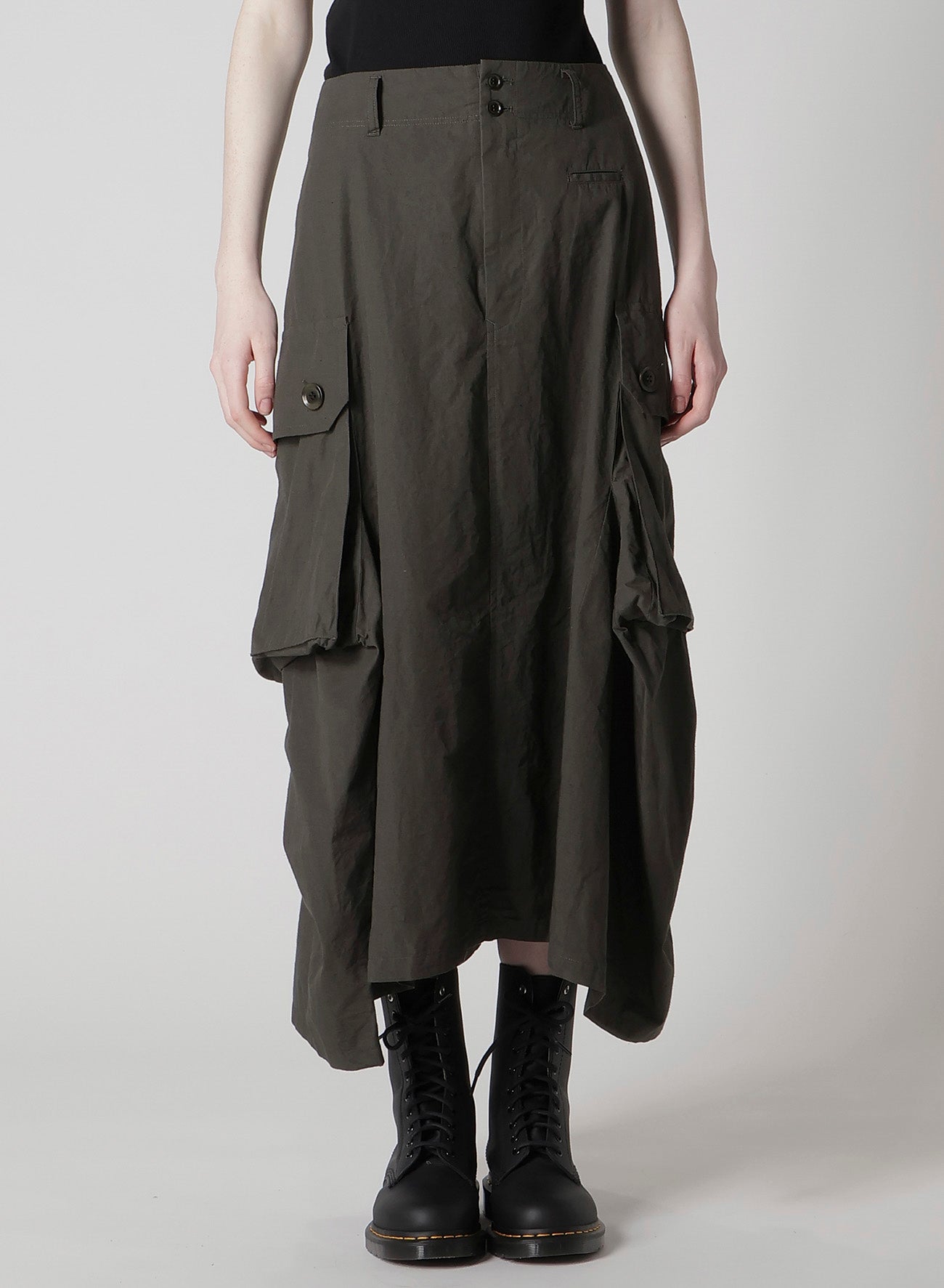 COTTON/LINEN CARGO SKIRT