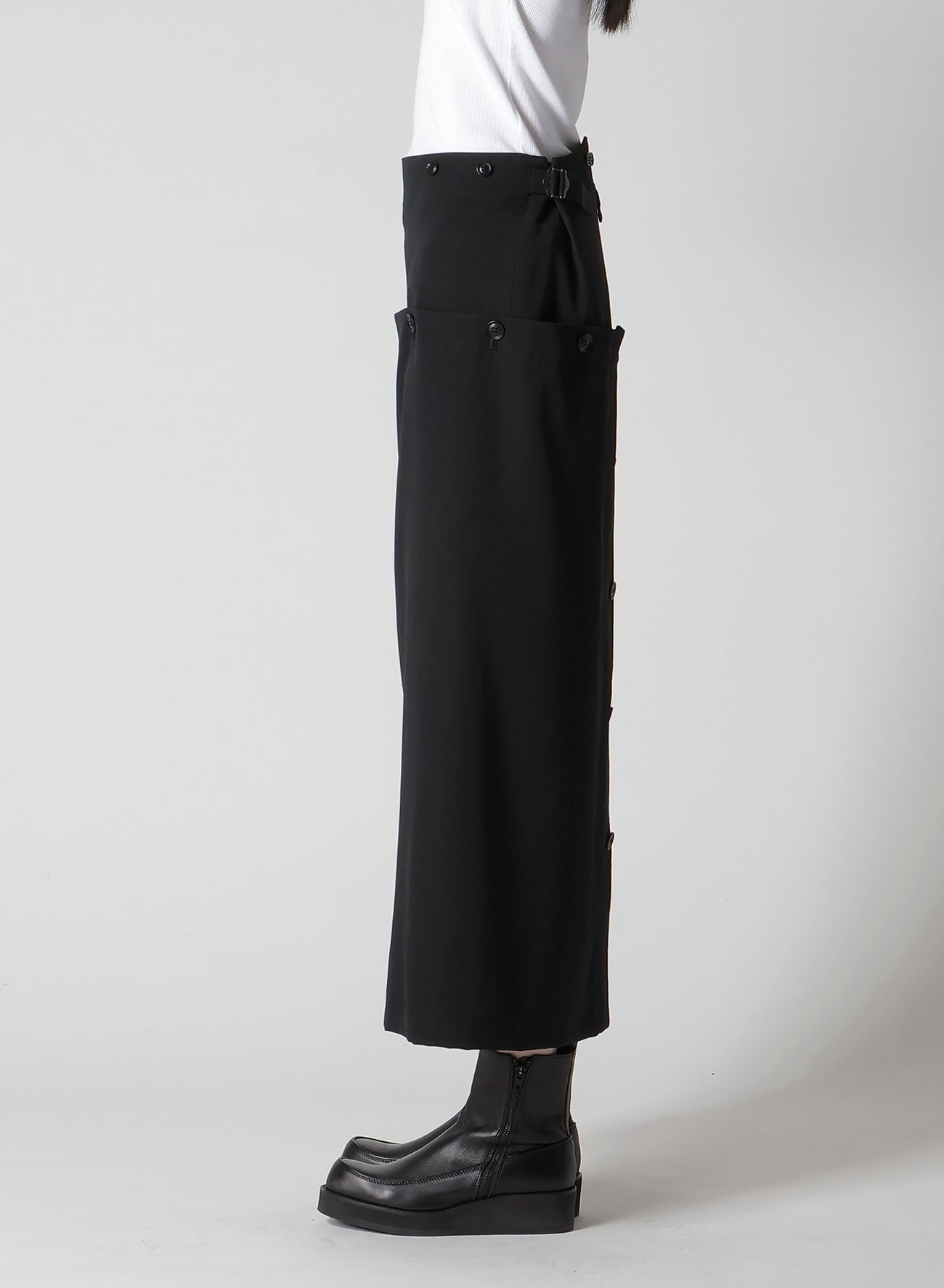 WOOL GABARDINE BUTTON SKIRT