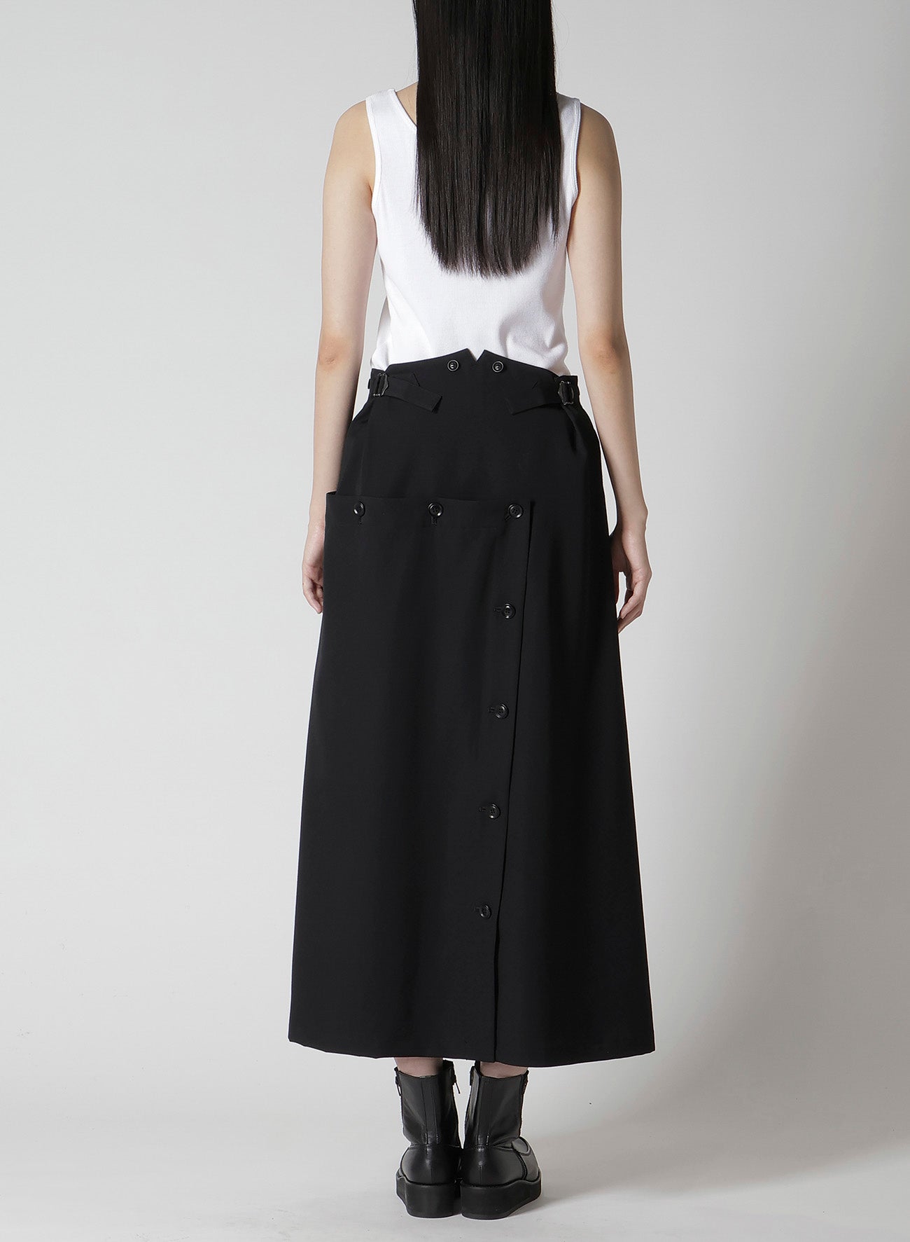 WOOL GABARDINE BUTTON SKIRT