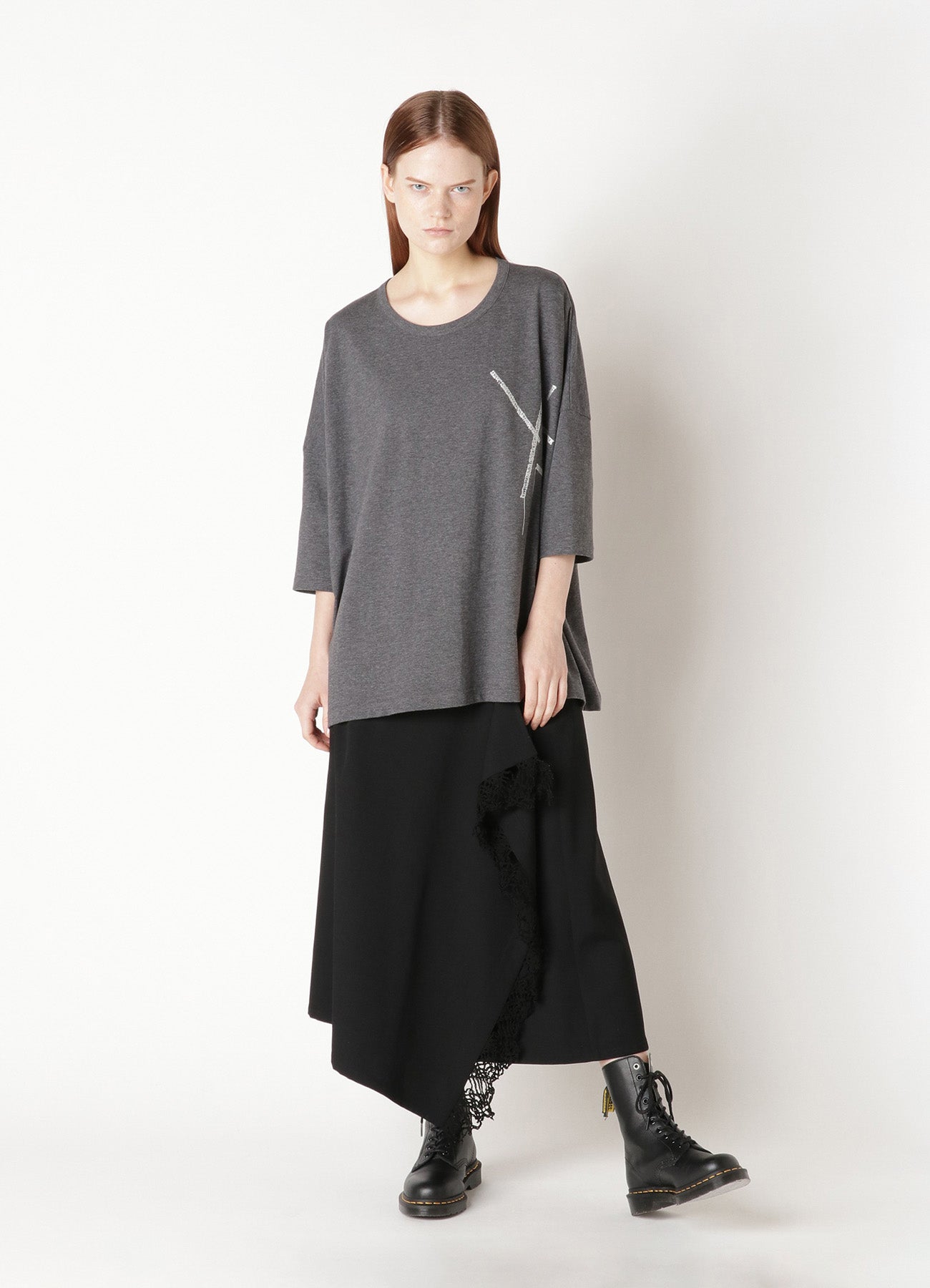 WOOL GABARDINE BUTTON SKIRT