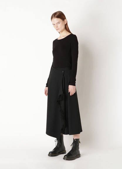 WOOL GABARDINE BUTTON SKIRT