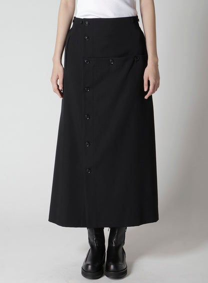 WOOL GABARDINE BUTTON SKIRT