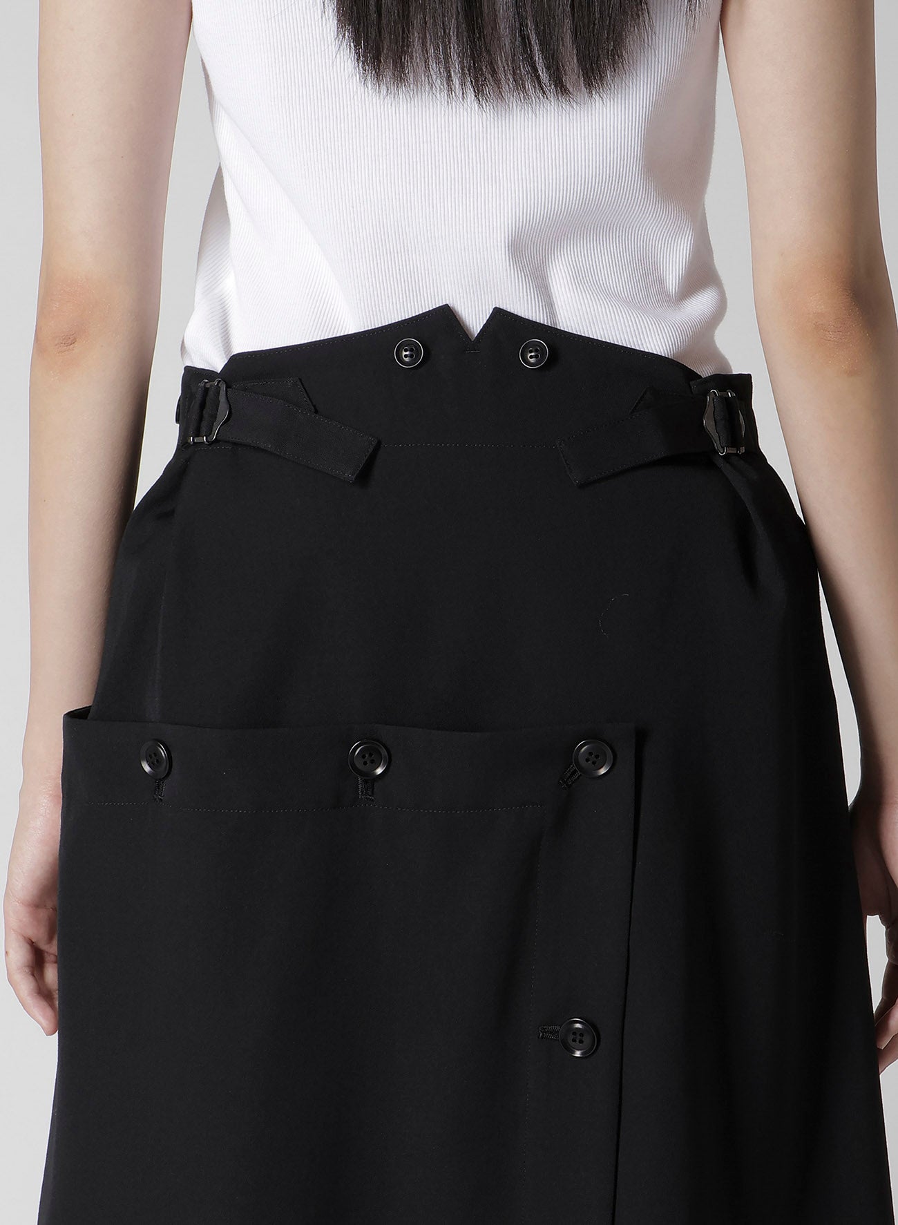 WOOL GABARDINE BUTTON SKIRT