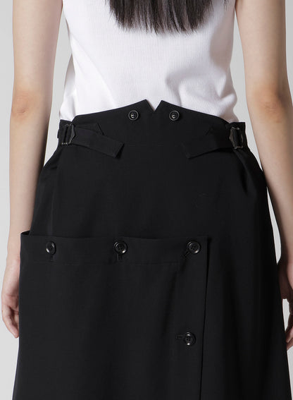WOOL GABARDINE BUTTON SKIRT