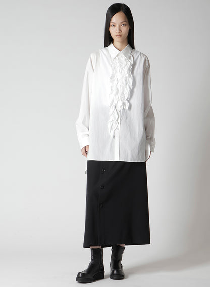 WOOL GABARDINE BUTTON SKIRT