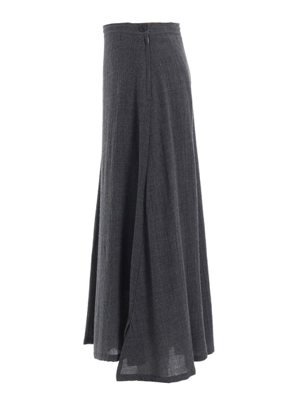 WOOL GAUZE TWILL ASYMMETRIC FLARE SKIRT