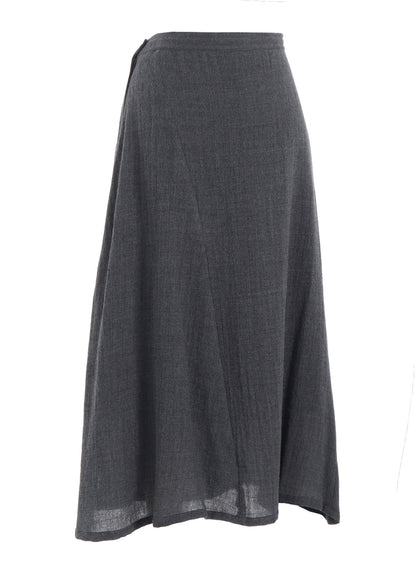 WOOL GAUZE TWILL ASYMMETRIC FLARE SKIRT