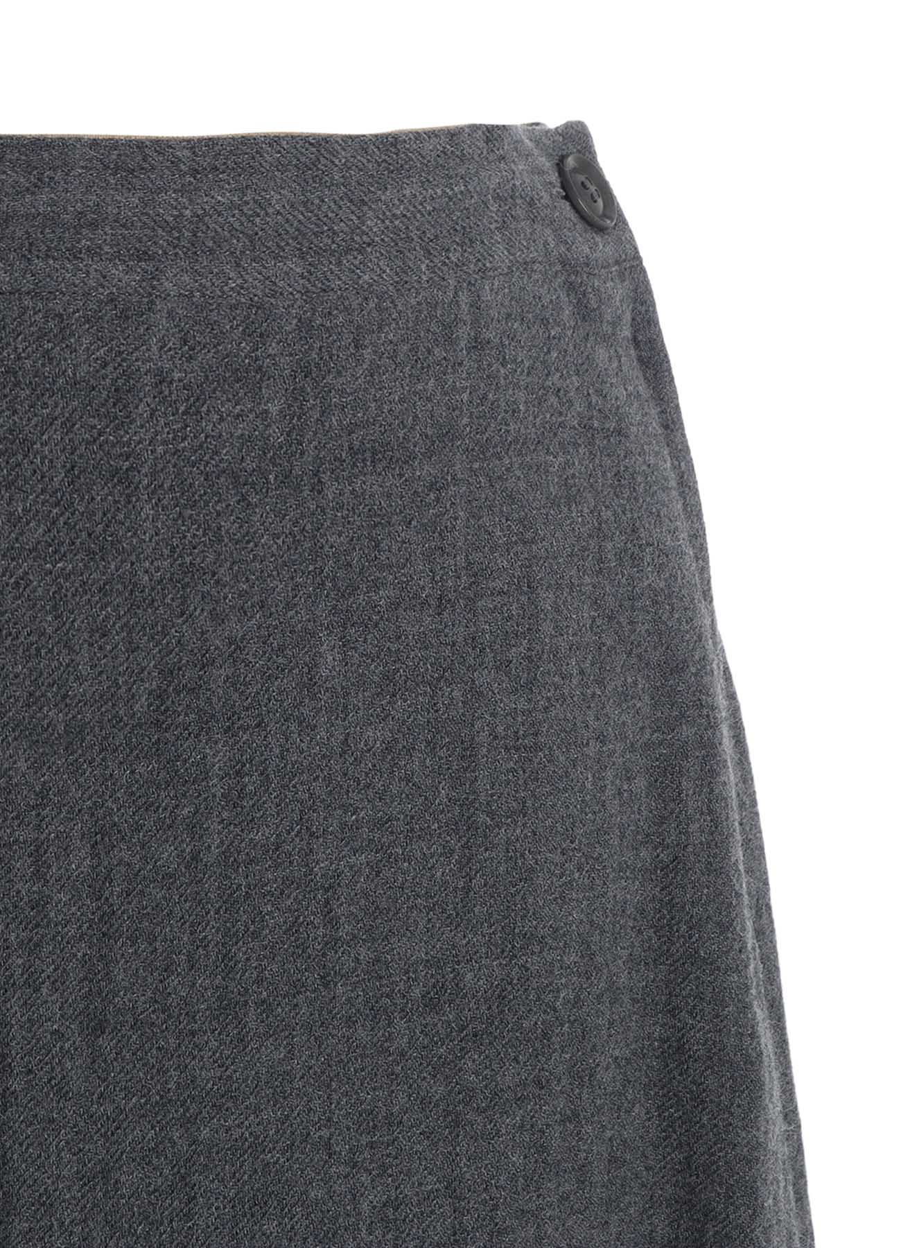 WOOL GAUZE TWILL ASYMMETRIC FLARE SKIRT